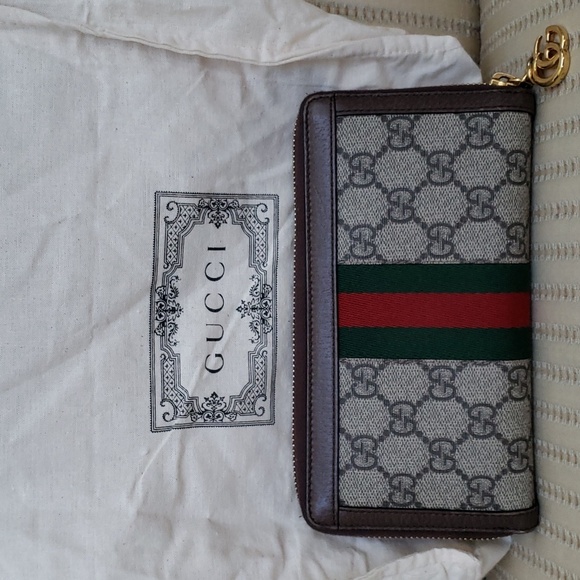 GUCCI GG SUPREME OPHIDIA ZIP AROUND WALLET - Picture 3 of 10
